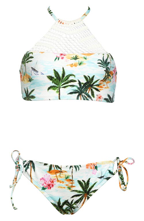 HOBIE HOBIE KIDS' DESTINATION CROCHET TRIM TWO-PIECE SWIMSUIT 