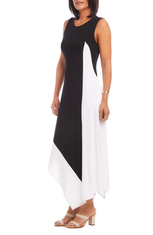 Karen Kane Asymmetric Hem Maxi Dress In Black W/off White