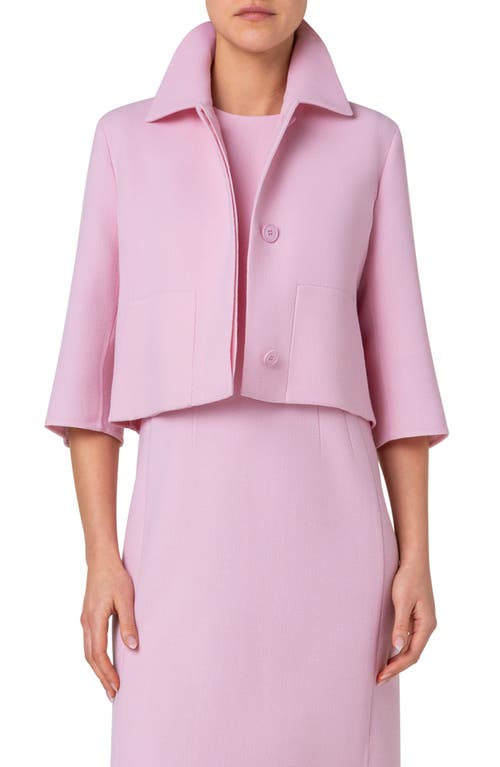 Shop Akris Winslow Wool Double Face Crepe Crop Jacket In Lotus