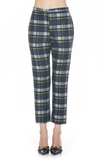 Alexia Admor Stefan Ankle Pants In Blue Plaid