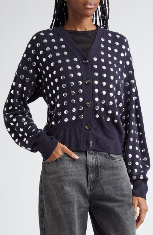 Shop Haikure Chelsea Studded Merino Wool Cardigan In Navy