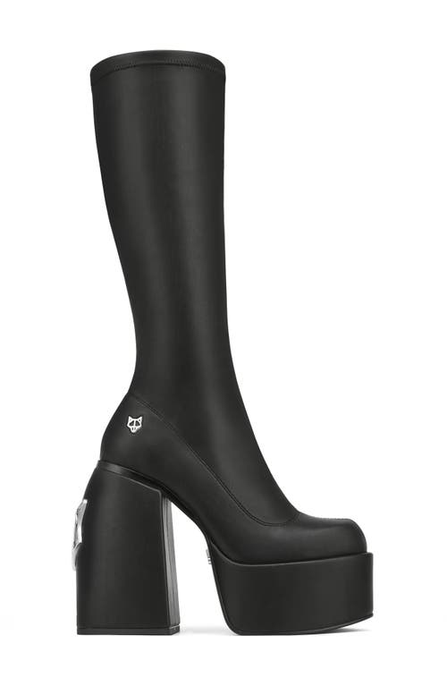 NAKED WOLFE Spice Platform Tall Boot in Black Stretch