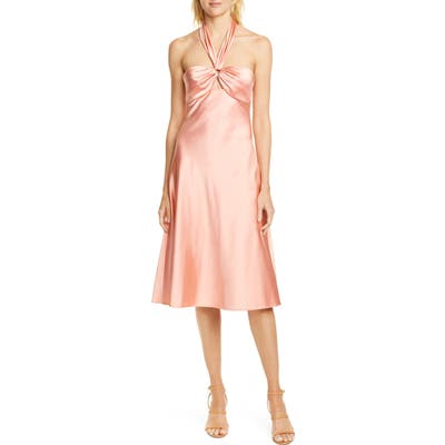 Jonathan Simkhai Structured Sateen Halter Slipdress, Pink