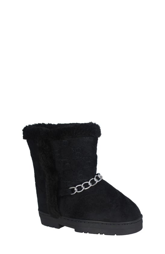 Bebe Kids' Chain Faux Fur Lined Boot In Black