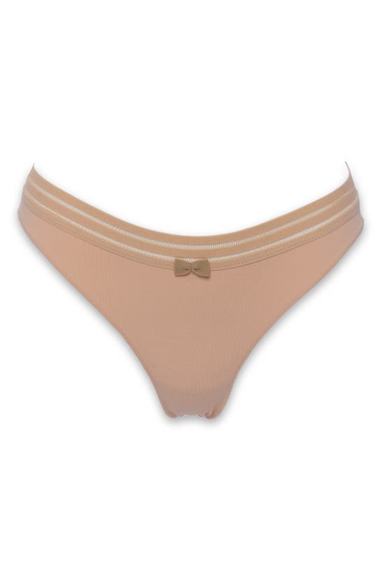 Shop Huit Sweet Cotton Blend Thong In Skin