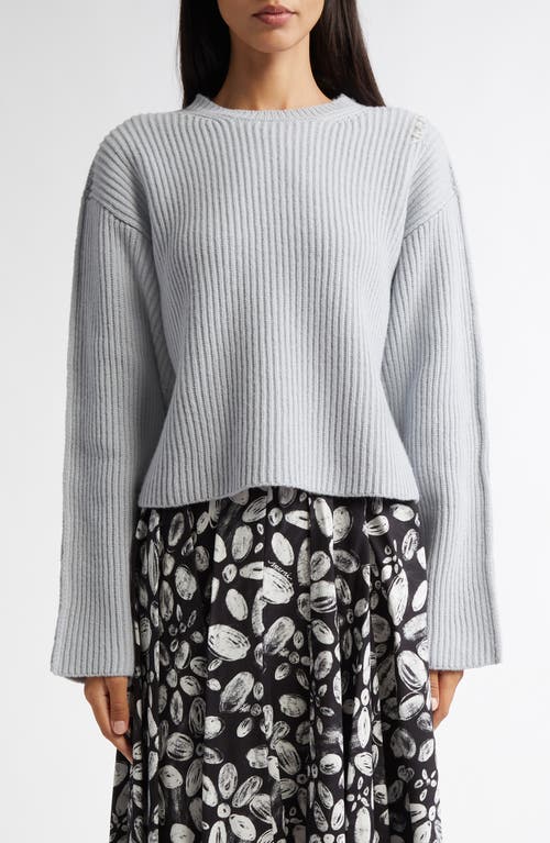 Shop Marni Embroidered Virgin Wool Rib Crewneck Sweater In Tonic