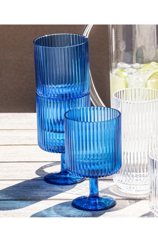 Shop Tarhong Set Of 6 Shatterproof Mesa Stacking Goblets In Blue