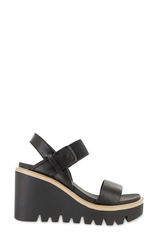 Mia Ciji Wedges Sandals Womens Open Round Toe Slinga Wedge Sandals In Black