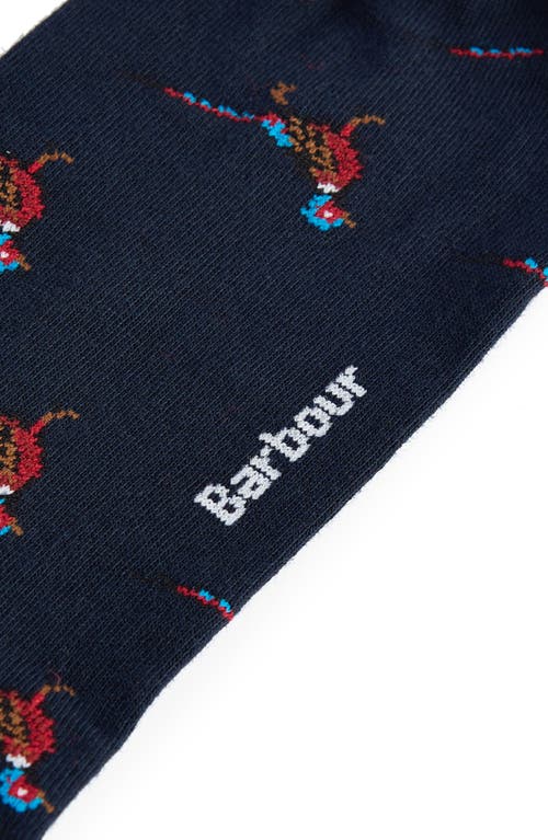 Shop Barbour Mavin Pheasant Cotton Blend Crew Socks In Navy/pheasant