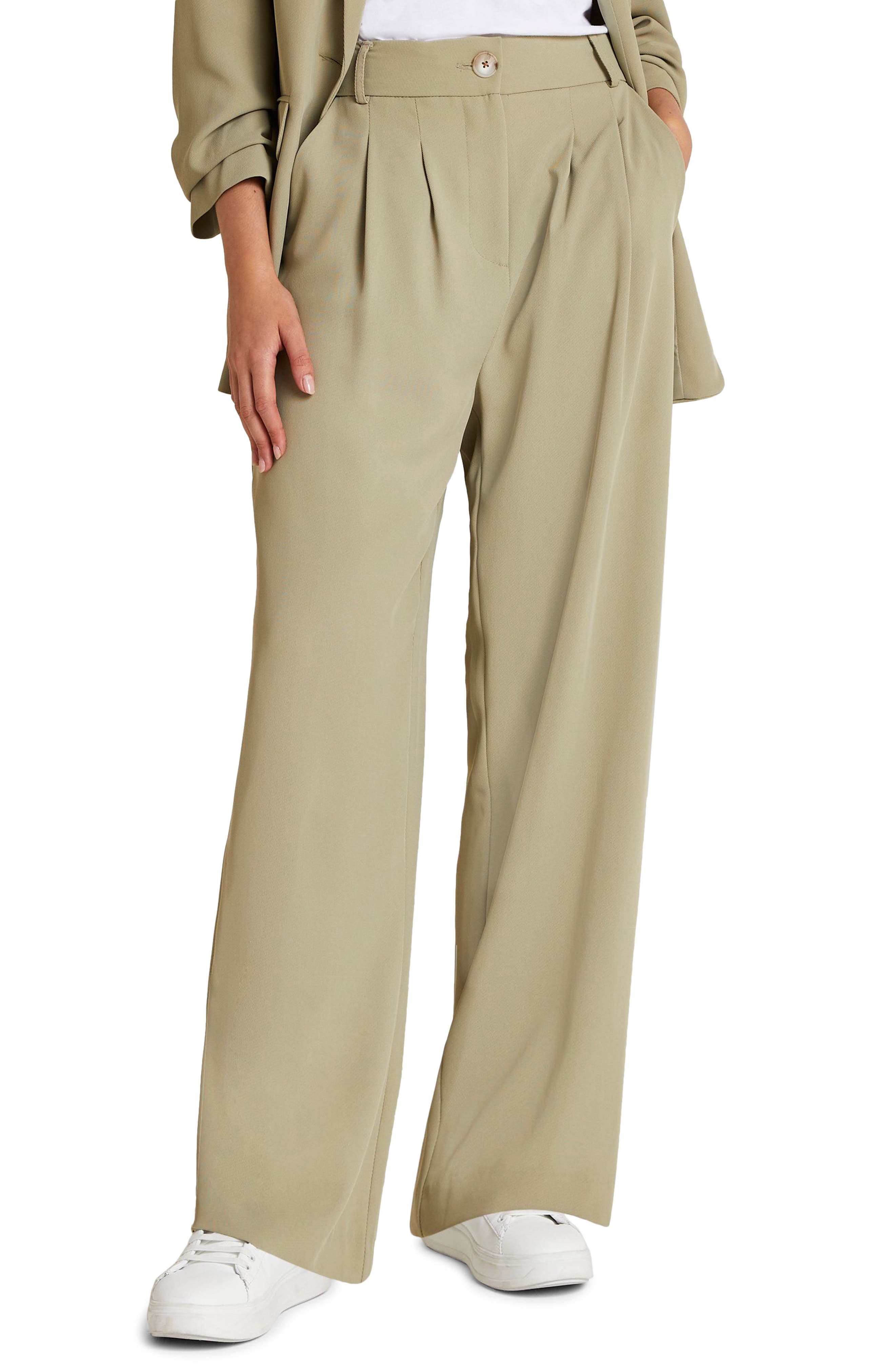 River Island Smart Wide Leg Trousers In 