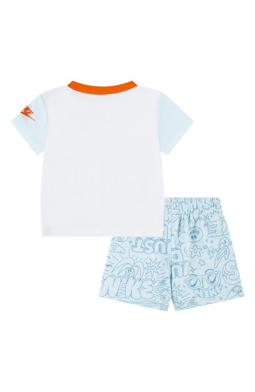 Shop Nike Logo Graphic T-shirt & Print Shorts Set In Glacier Blue