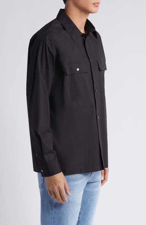 Shop Frame Military Button-up Overshirt In Black