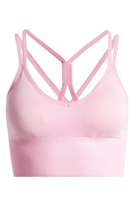 Shop Zella Rhythm Seamless Sports Bra In Purple Pastel