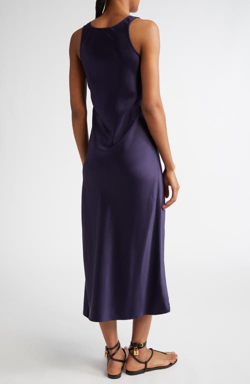 Michael Kors Collection U-neck Sleeveless Satin Midi Dress In Maritime
