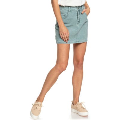 Roxy Linger Longer Corduroy Skirt, Blue/green