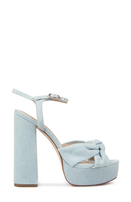 Black Suede Studio Abby Denim Block Heel Platform Sandal In Light Denim