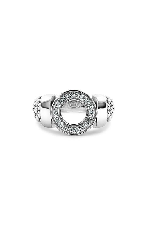 LAGOS Enso Pavé Diamond Circle Ring in Silver/diamond at Nordstrom, Size 7