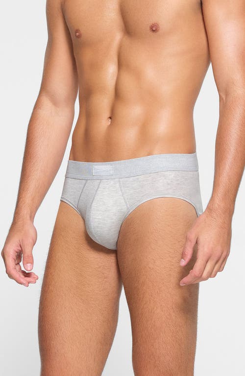 Shop Skims Cotton & Modal Blend Briefs In Light Heather Grey