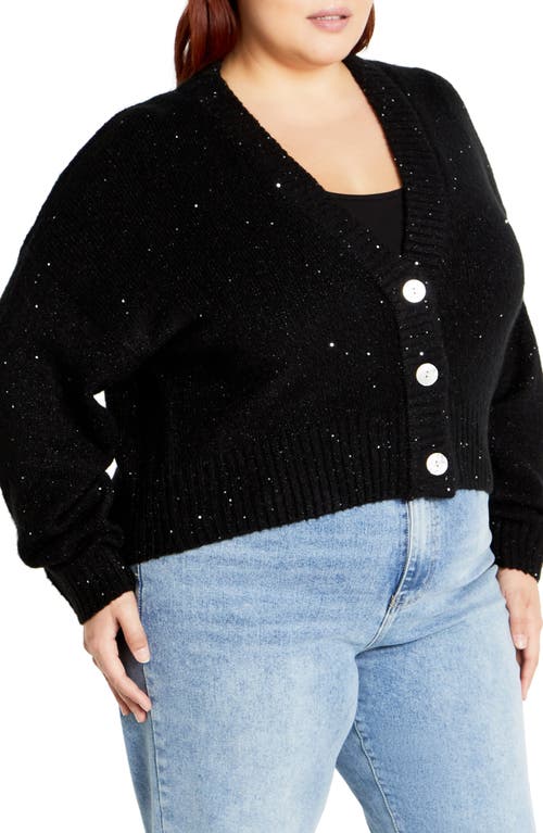 City Chic Miranda Metallic Cardigan In Black Sparkle