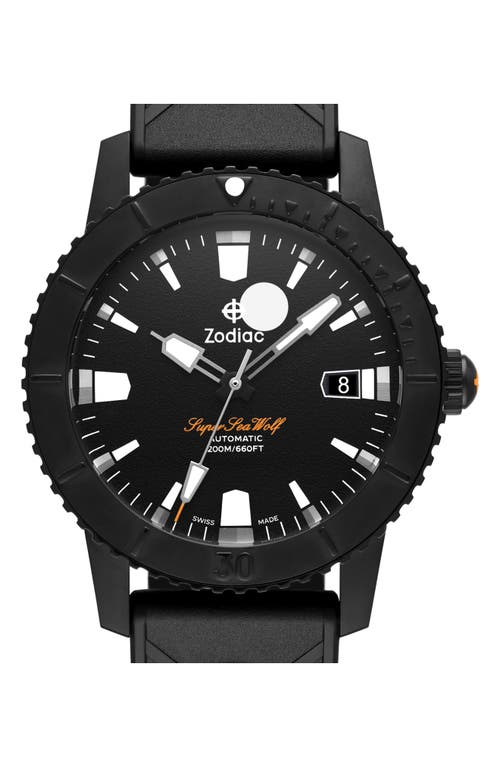 Shop Zodiac Super Sea Wolf Rubber Strap Watch, 40mm In Black