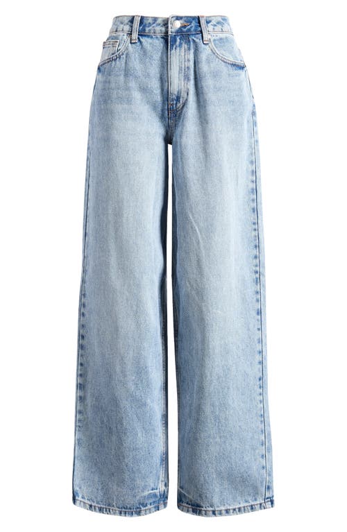 Shop Miss Selfridge Baggy Wide Leg Jeans In Light Blue