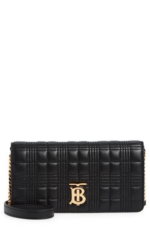 burberry Lola Quilted Leather Wallet on a Strap in Black
