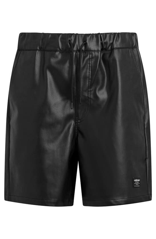 Shop Hudson Faux Leather Drawstring Shorts In Black