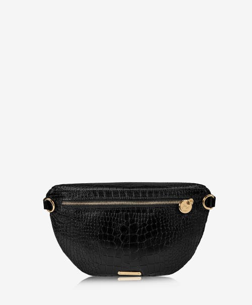 Gigi New York Beck Sling Bag In Black Embossed Croc