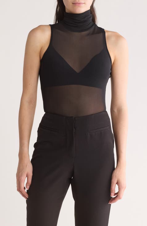 Holt Sleeveless Turtleneck Mesh Top