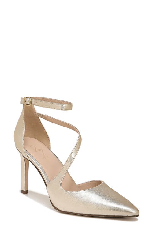 Abilyn Ankle Strap Pump in Gold Leather