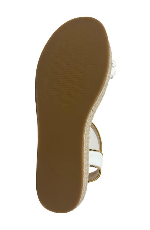 Yosi Samra Kids' Miss April Ankle Strap Espadrille Platform Wedge Sandal In White/gold
