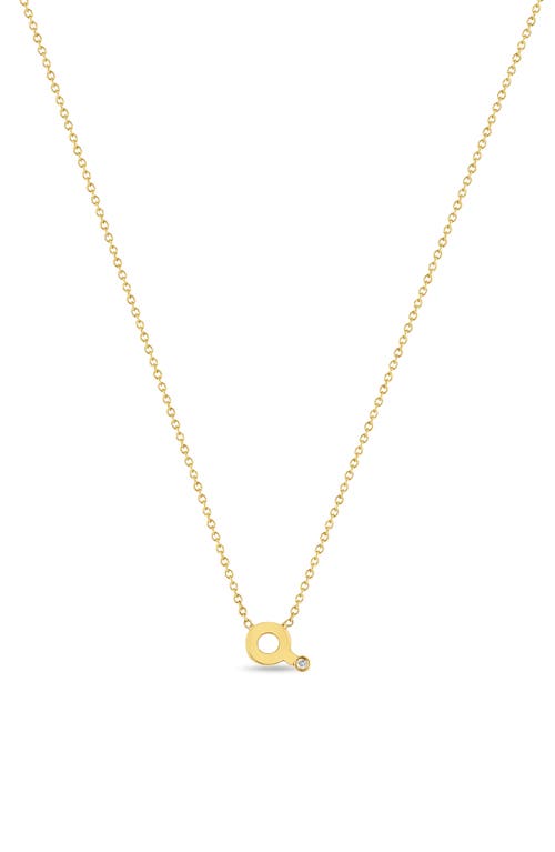 Zoë Chicco Diamond Initial Pendant Necklace in Yellow Gold-Q at Nordstrom, Size 16