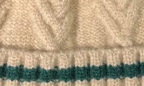 Marcus Adler Varsity Faux Fur Pompom Cable Knit Beanie In Green