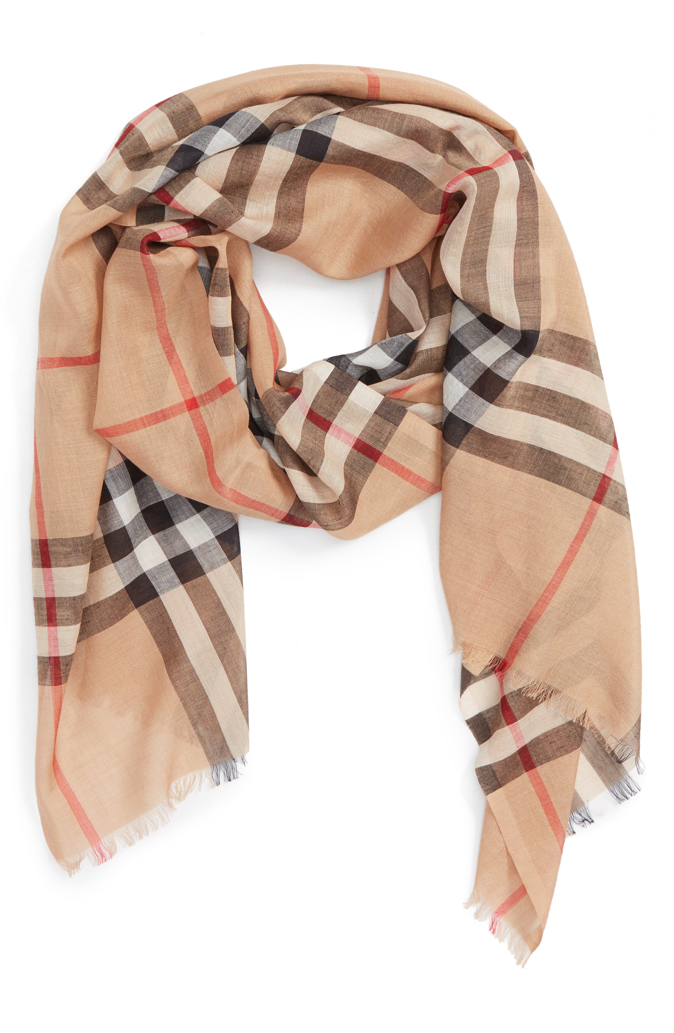 Women's Burberry Giant Check Print Wool & Silk Scarf | Smart Closet