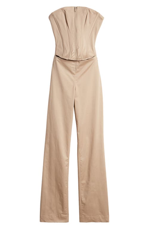 Shop Mistress Rocks Strapless Corset Jumpsuit In Mousse