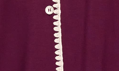 Eberjey Frida Whipstitch Long Pajama Set In Plum/ivory