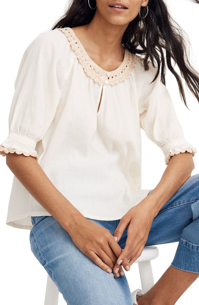 Madewell Crochet Peasant Top Nordstrom