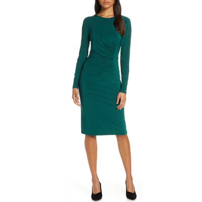 Harper Rose Long Sleeve Ruched Jersey Dress, 8 (similar to 1) - Green