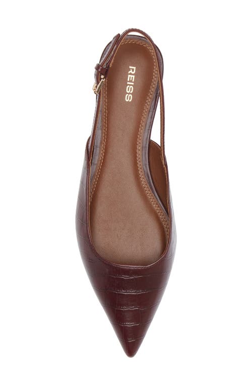 Shop Reiss Aubrey Croc Embossed Slingback Flat In Oxblood