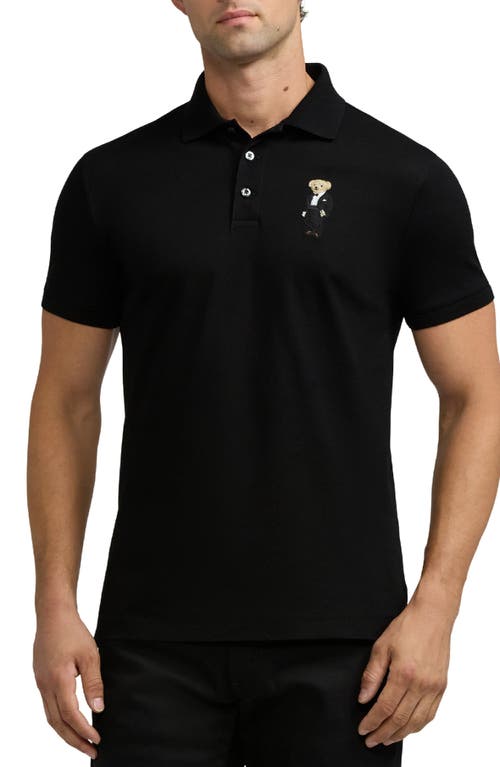 Shop Ralph Lauren Purple Label Polo Bear Patch Cotton Piqué Knit Polo In Classic Black