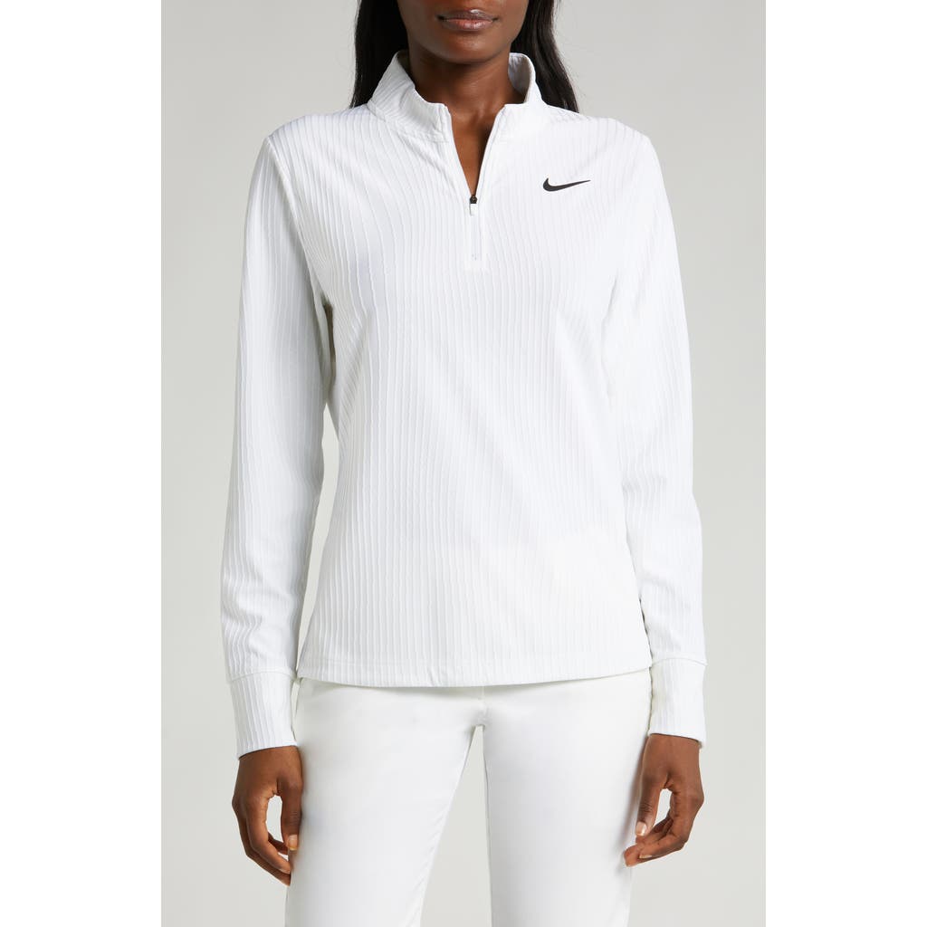 Nike Tour Dri-fit Adv Half Zip Golf Top In White/black