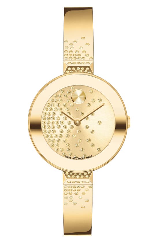 Movado Bold Pavé Dot Bangle Watch, 28mm In Gold