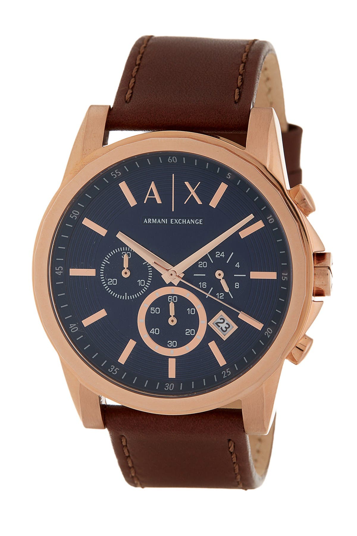 Ax Armani Exchange Men's Analog Leather Strap In Brown