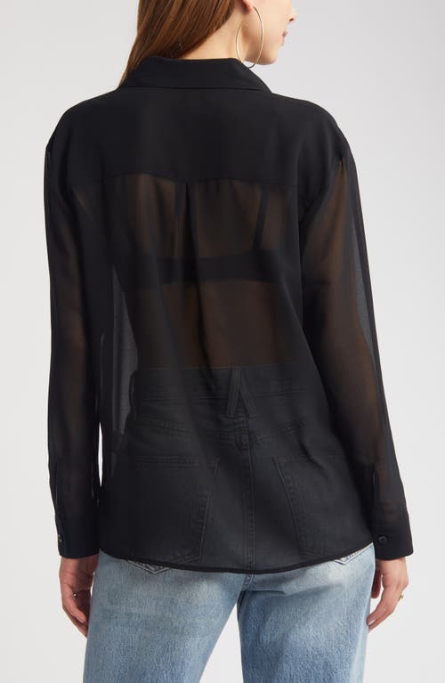 Open Edit Sheer Button-up Shirt In Black