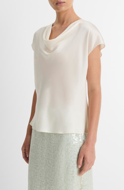 Shop Vince Cowl Neck Silk Blouse In Off White