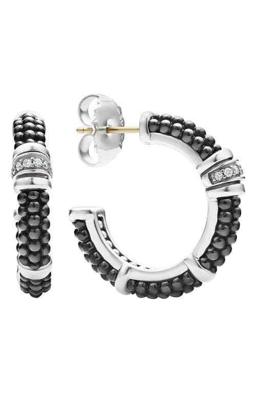 LAGOS Black Caviar Diamond Hoop Earrings in Silver/Black Ceramic/Diamond at Nordstrom