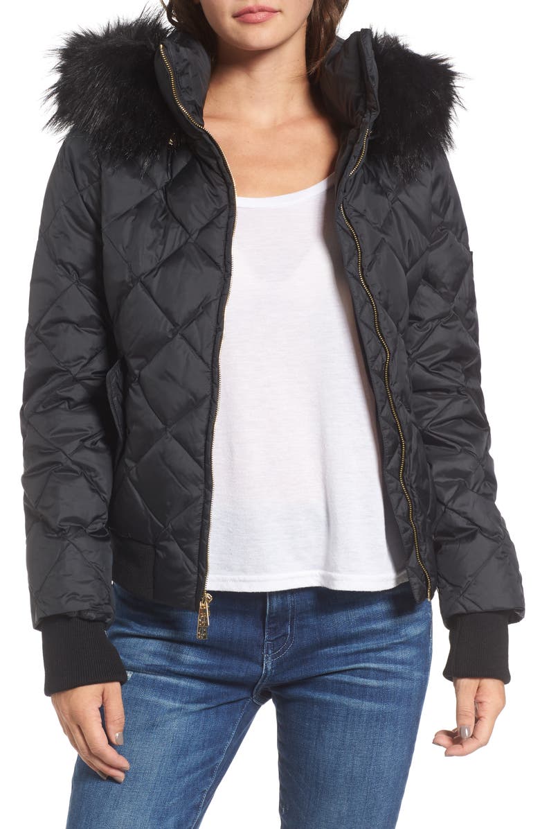 Juicy Couture Hooded Puffer Jacket with Faux Fur Trim | Nordstrom