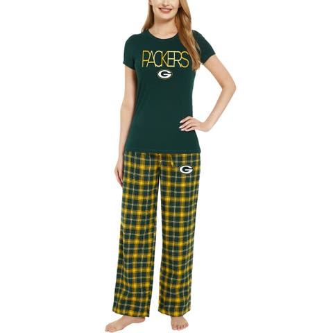 Women's Concepts Sport Green/Gold Green Bay Packers Arctic T-Shirt & Flannel Pants Sleep Set