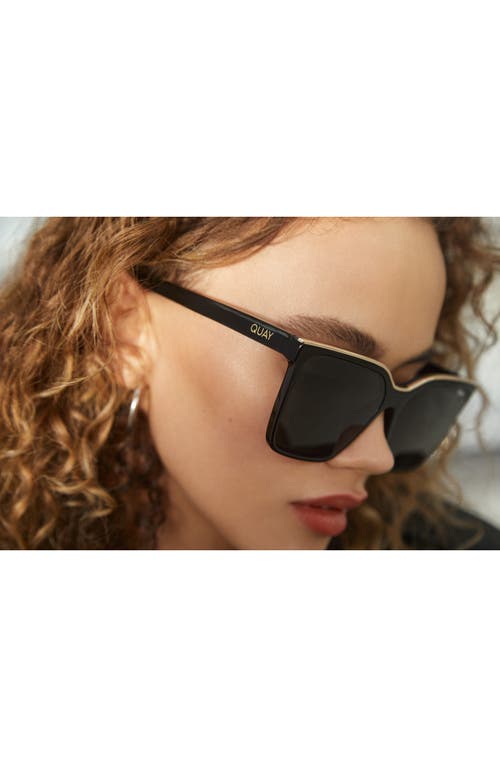 Shop Quay Level Up 55mm Square Sunglasses In Black Gold/smoke