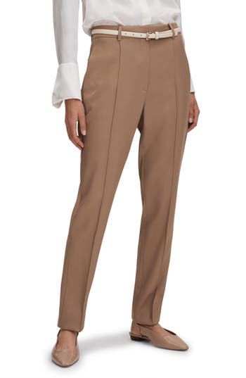 Reiss Womens Mink Neutral Wren Slim-leg Mid-rise Woven Trousers In Mink Neutral